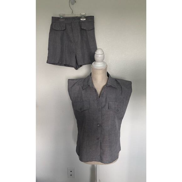 Simplee Two Piece Utility Style Gray Set - S - Picture 1 of 7
